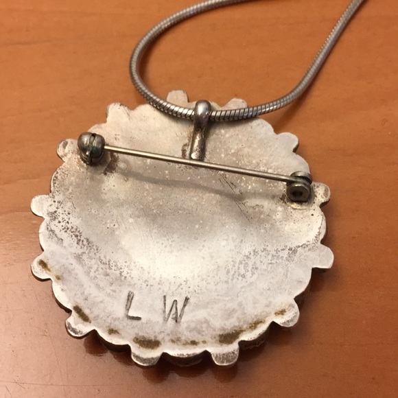 Red Coral & Silver Pendant/Pin by Lorraine Waatsa - Picture 5 of 8